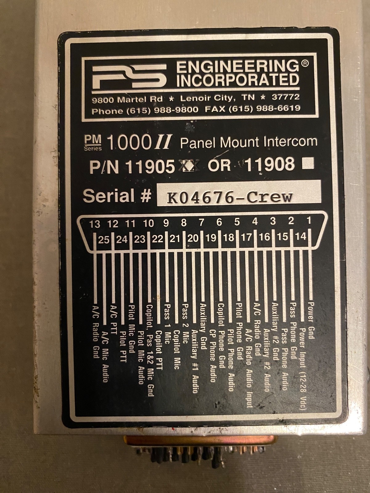 PS Engineering Inc. PM 1000 II Panel Mount Intercom with Connector & Mount Plate