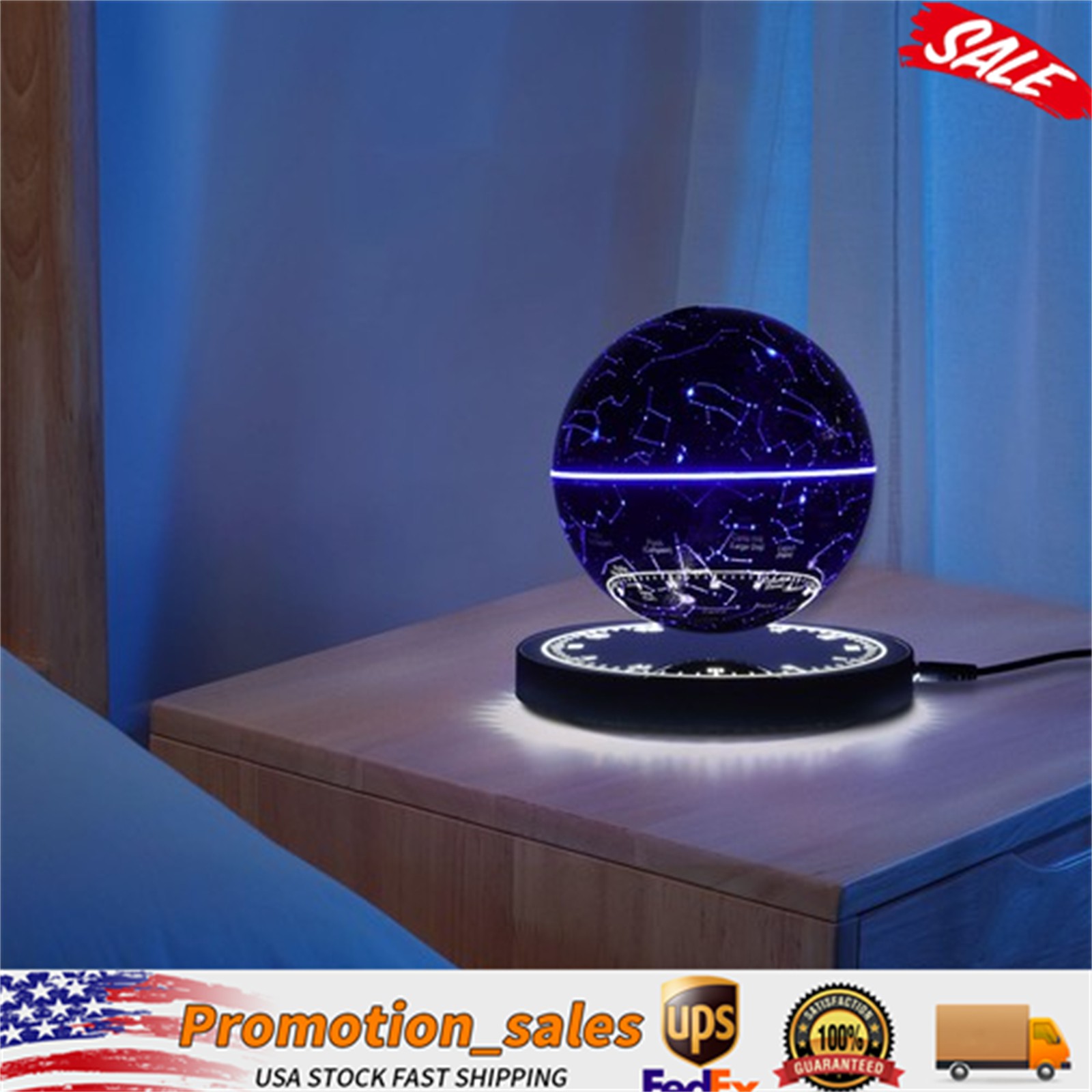 Illuminated Magnetic Levitating Globe w LED Floating Globe Auto-Rotating Globe