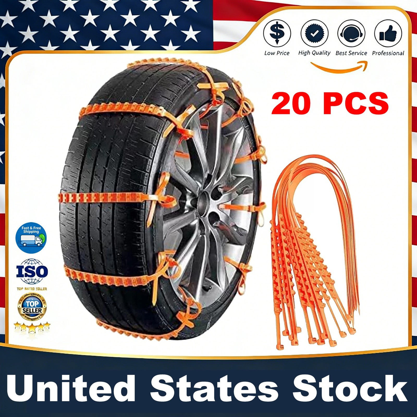 Anti Snow Chains of Car,Adjustable Emergency Portable Snow Tire Chains，20pc