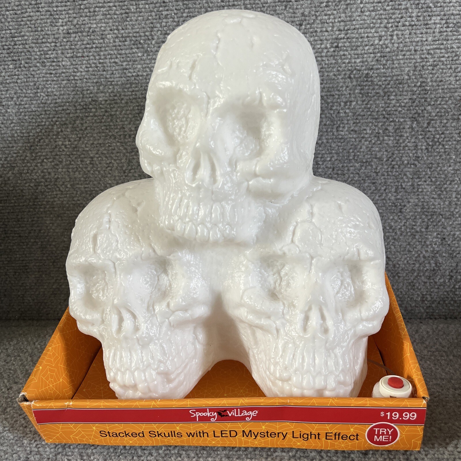 Spooky Village Stacked Skulls Color Changing Light Up Haunted Halloween Decor