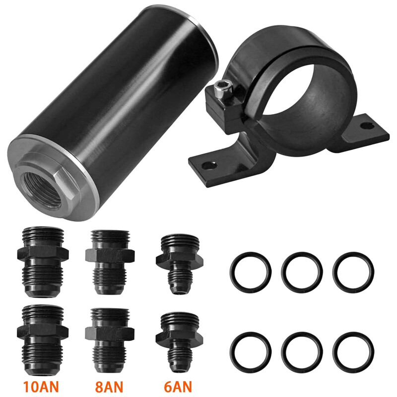 AN6 AN8 AN10 Inline Fuel Filter with Bracket Cleanable 30 Micron Universal