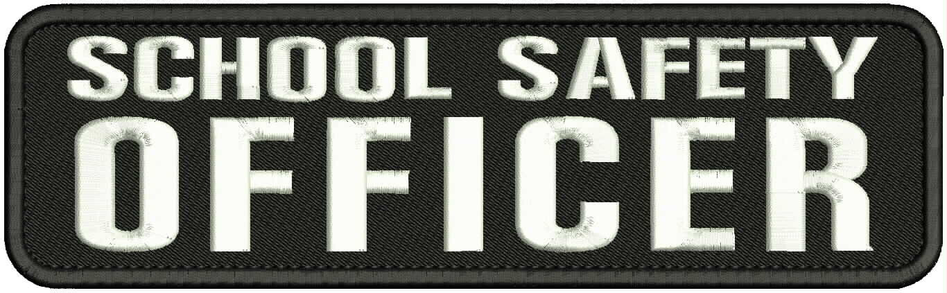 SCHOOL SAFETY OFFICER EMBROIDERY PATCH 3X11 HOOK ONBACK WHITE ON BLACK