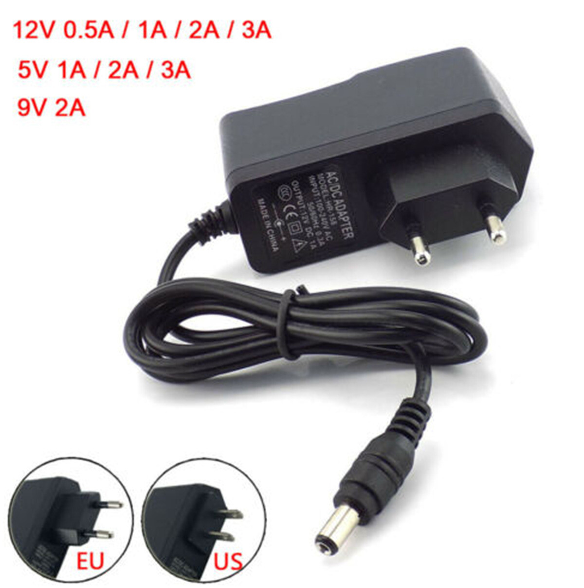 AC DC5V 9V 12V 24V 0.5A 1A 2A 3A Power Supply Adapter US EU For LED Strip light