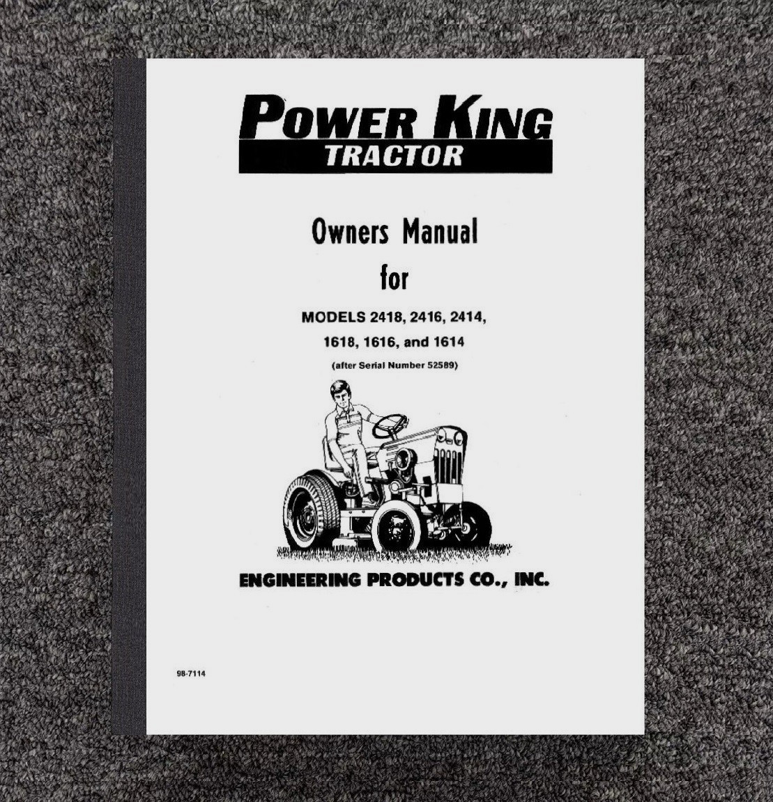 Tractor Operator Manual Power King 1614, 1616, 1618, 2414, 2416, 2418 #98-7114