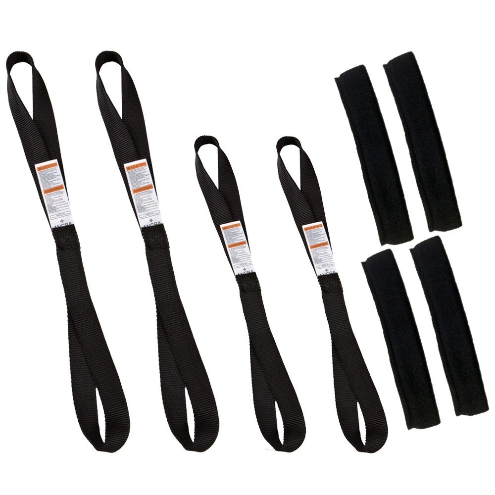 Ancra Tiedowns 12" & 18" Soft Touches, Tie Down Extension w/Fleeces-Black 4-Pack