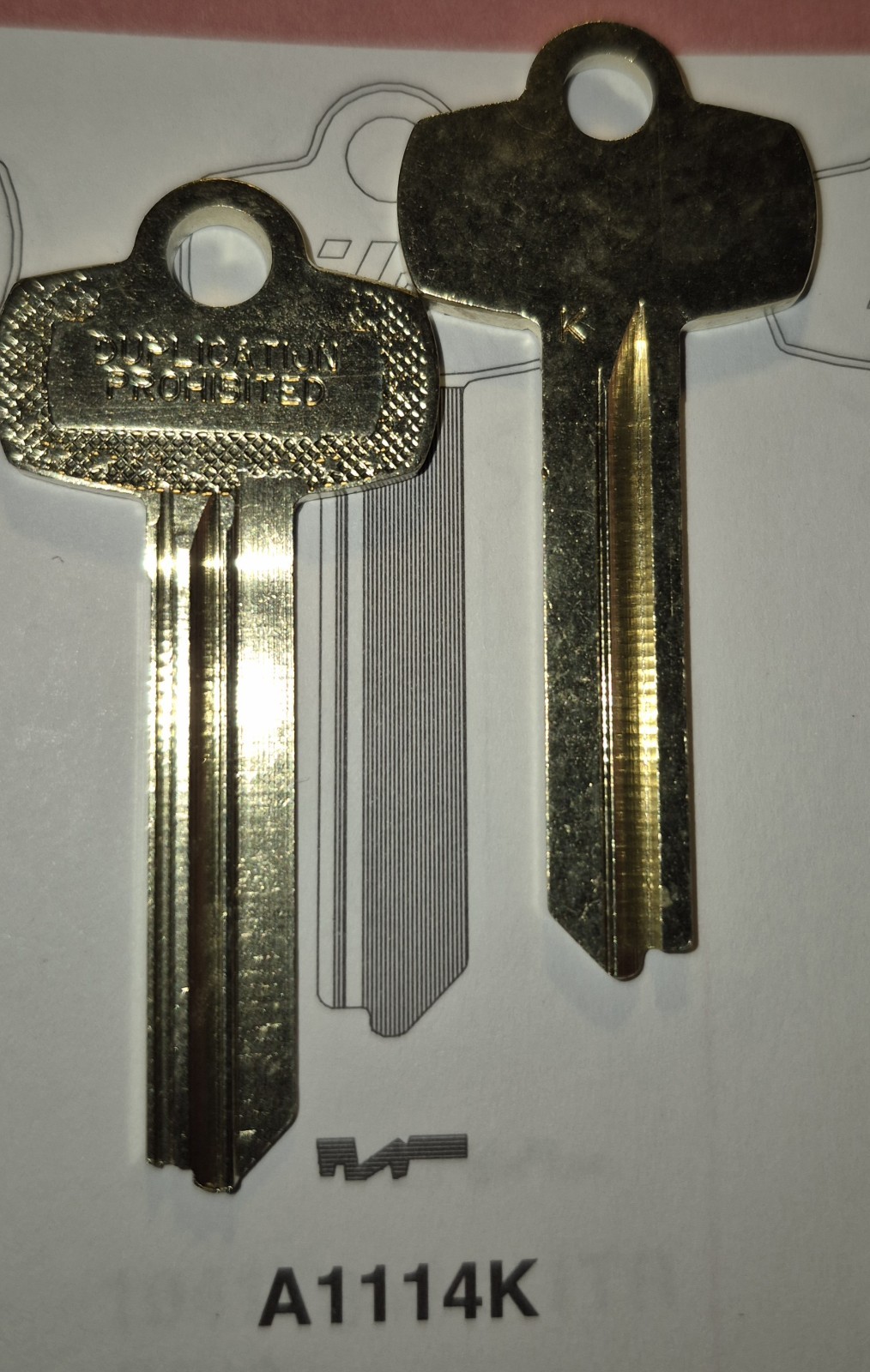 Best, A1114K, 1A1K1,  1114K, 114K Key Blank.  Stamped "Duplication Prohibited."