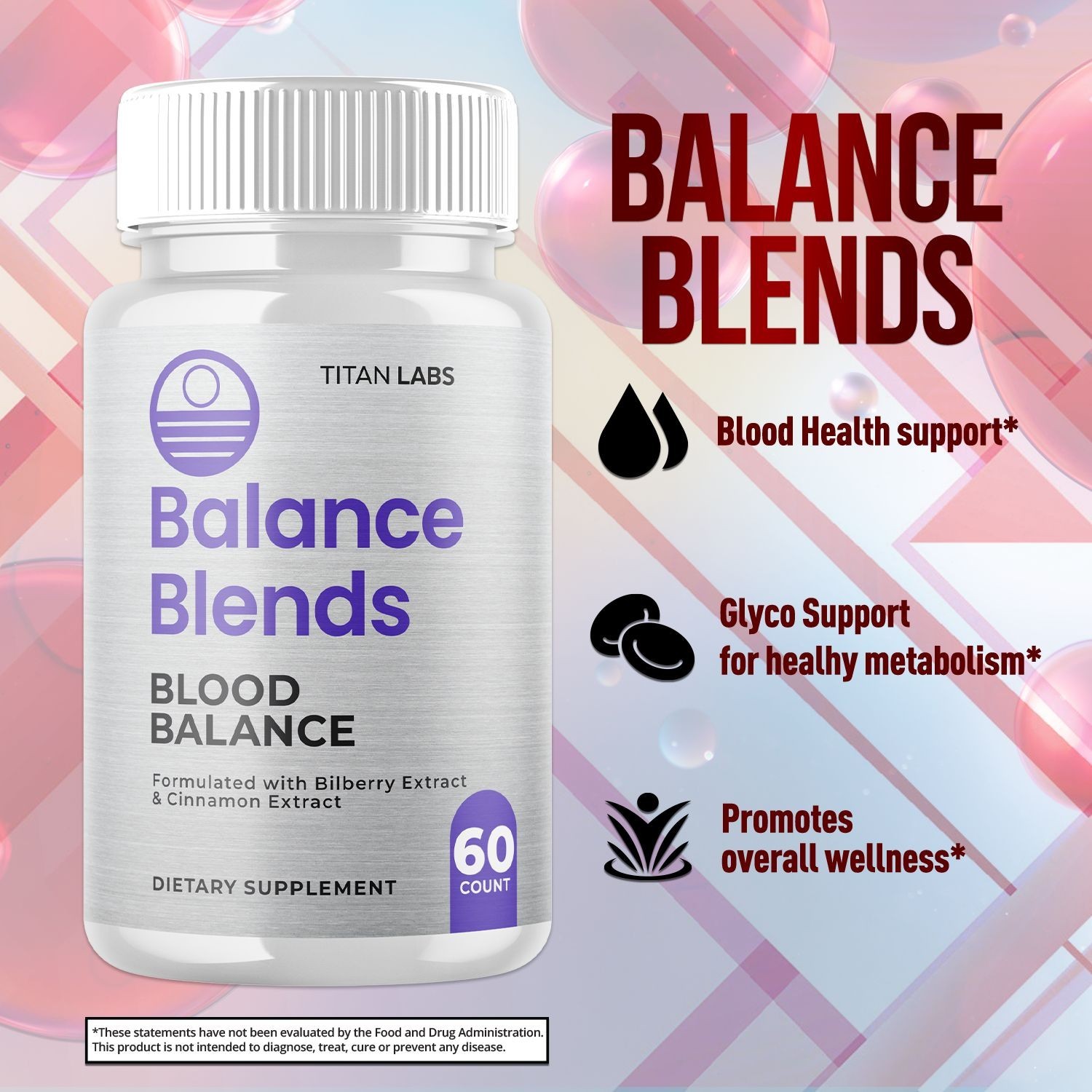 (3 Pack) Balance Blends Advanced Blood Support Supplement BalanceBlends 180 Caps