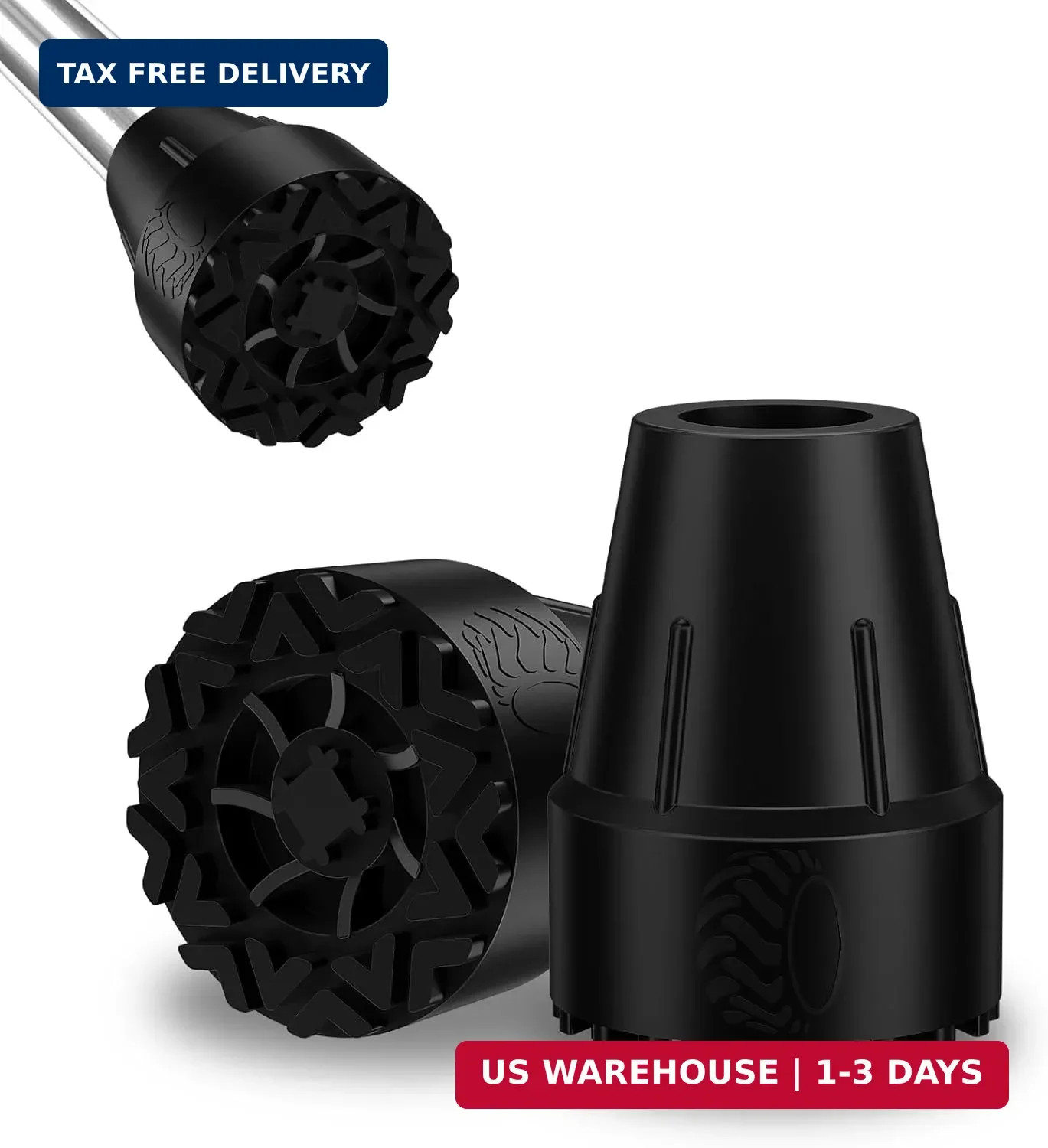 MFE Cane Tips 3/4 Inch, 2 Pack Non-Slip Rubber Tips for Canes, Crutches, and Wal