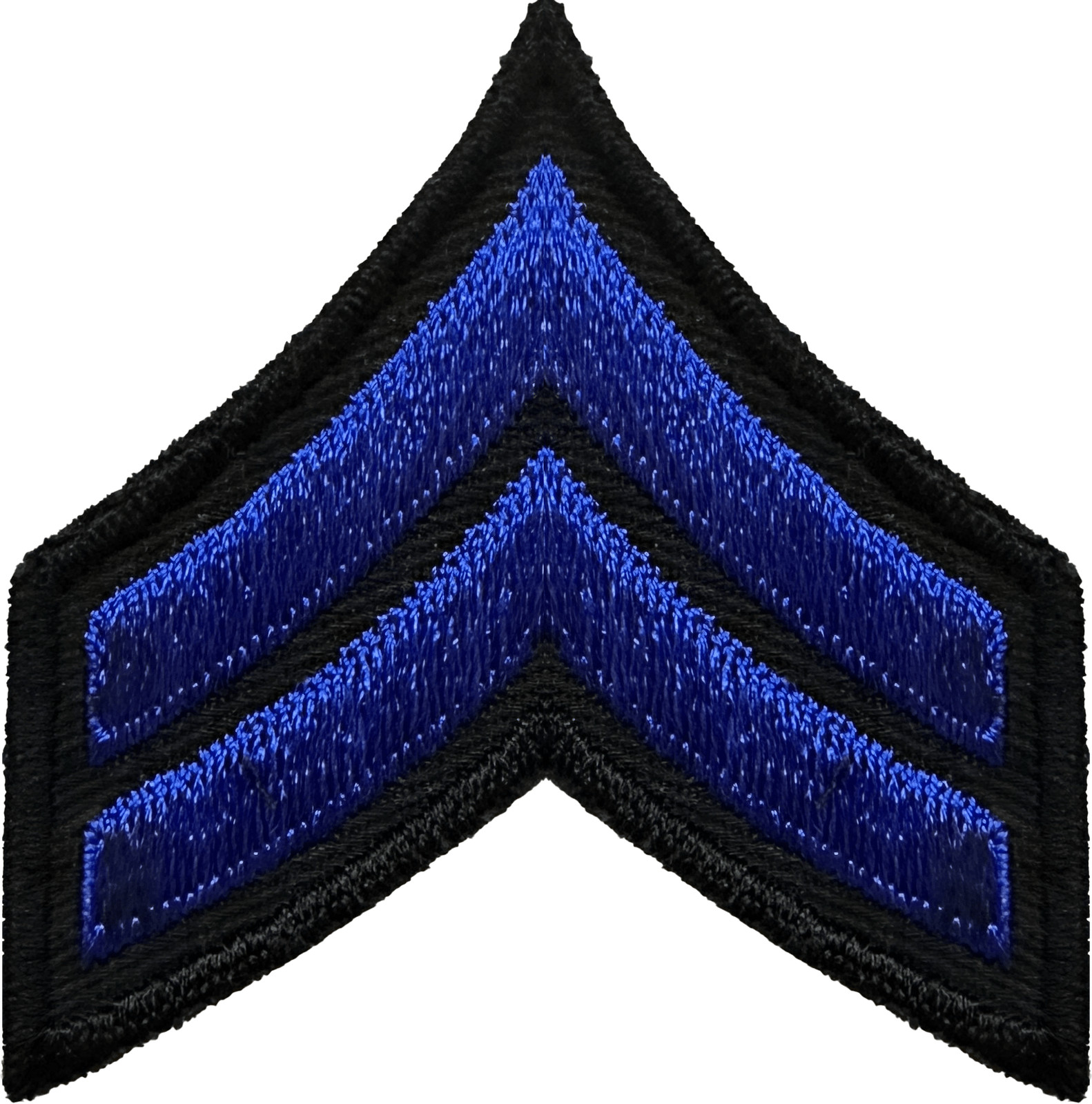 CORPORAL CHEVRON RANK INSIGNIA PATCH: Royal Blue & Black (TWILL)