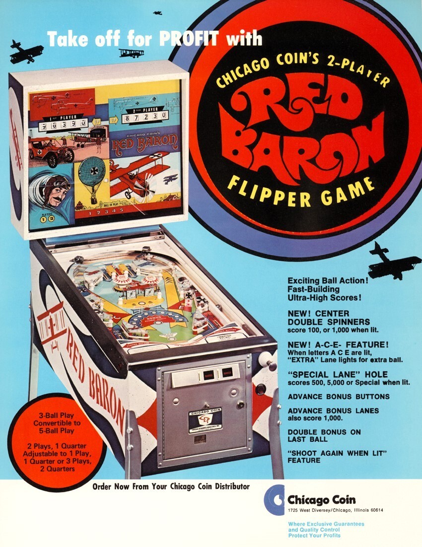 1975 Chicago Coin Red Baron Pinball Machine Rubber Ring Kit