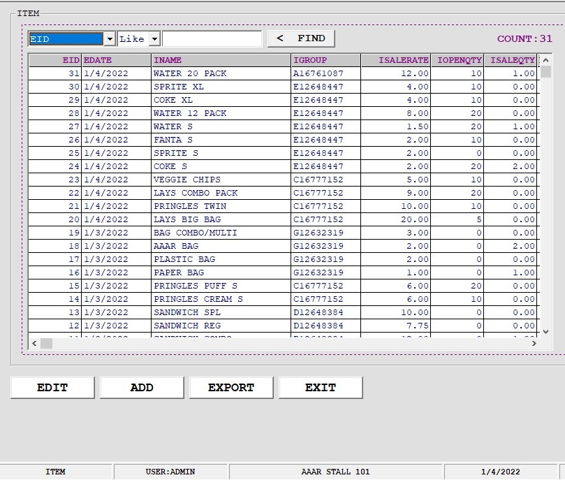 NWIQ Point Of Sale Software - Booth Inventory Billing