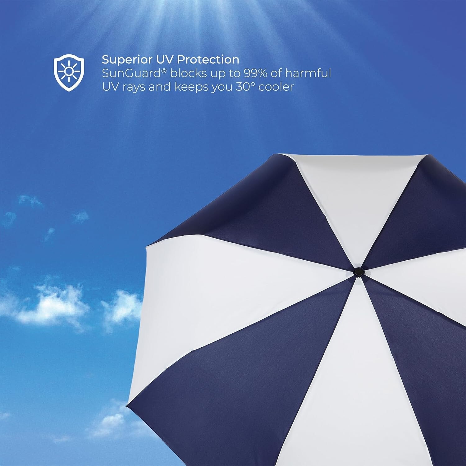Totes Blue Line Golf Size Auto Open/Close Umbrella, Black