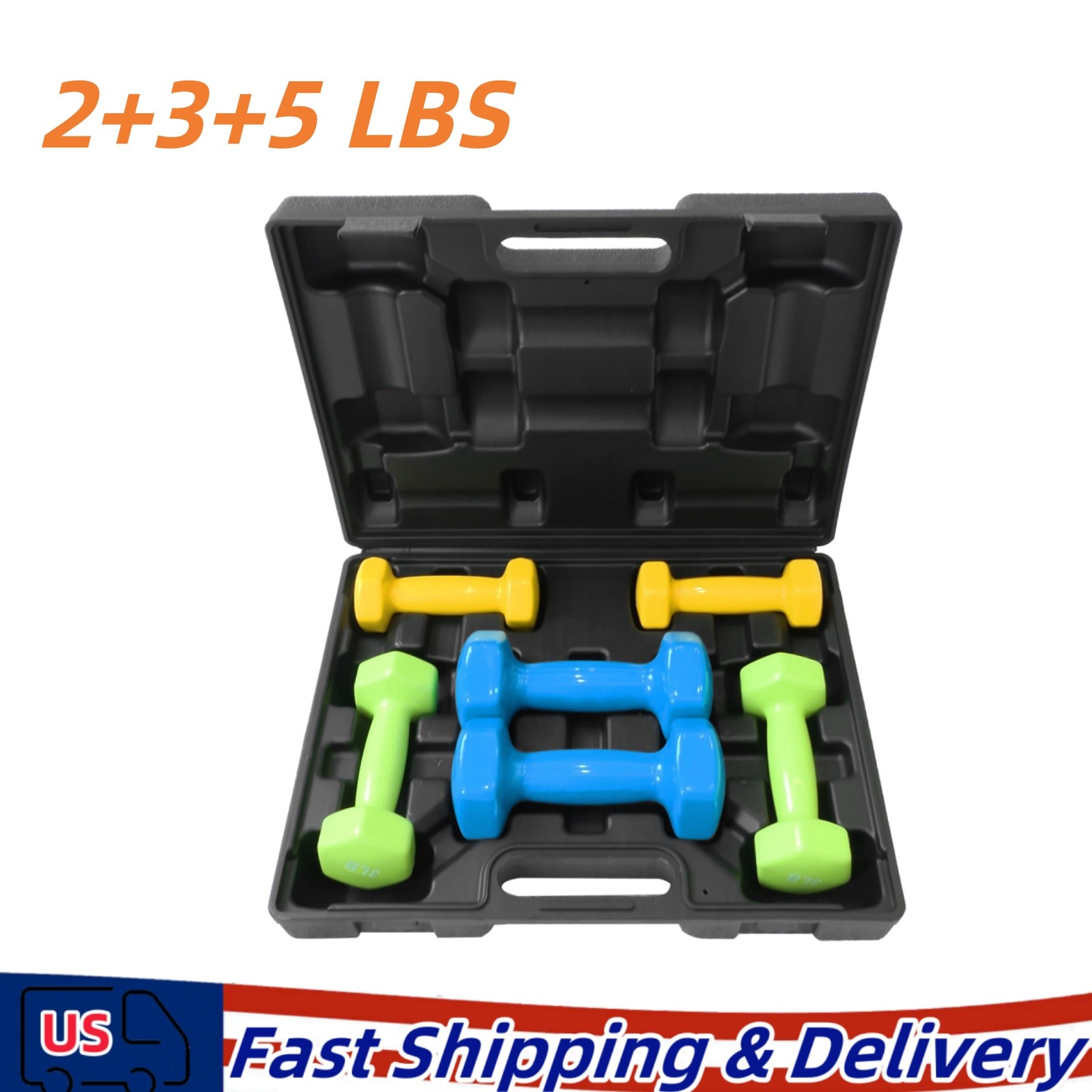 Neoprene Hex Dumbbell Hand Weights Set of 2 Workout Strength Training 2+3+5 LB