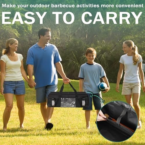 Grill Tool Storage Bag, Large Grill Utensil Storage Caddy with Pockets, Black