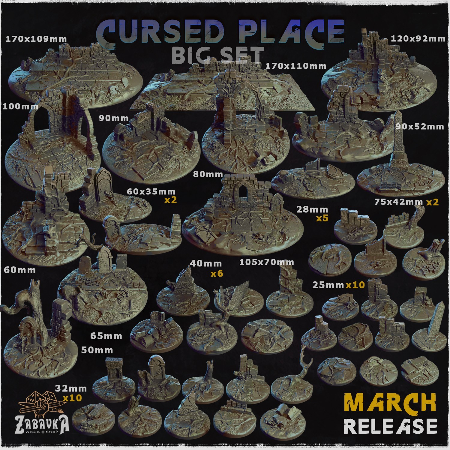 Cursed Place - Scenic Bases Wargame & RPG Miniatures 16k High Resolution Zabavka