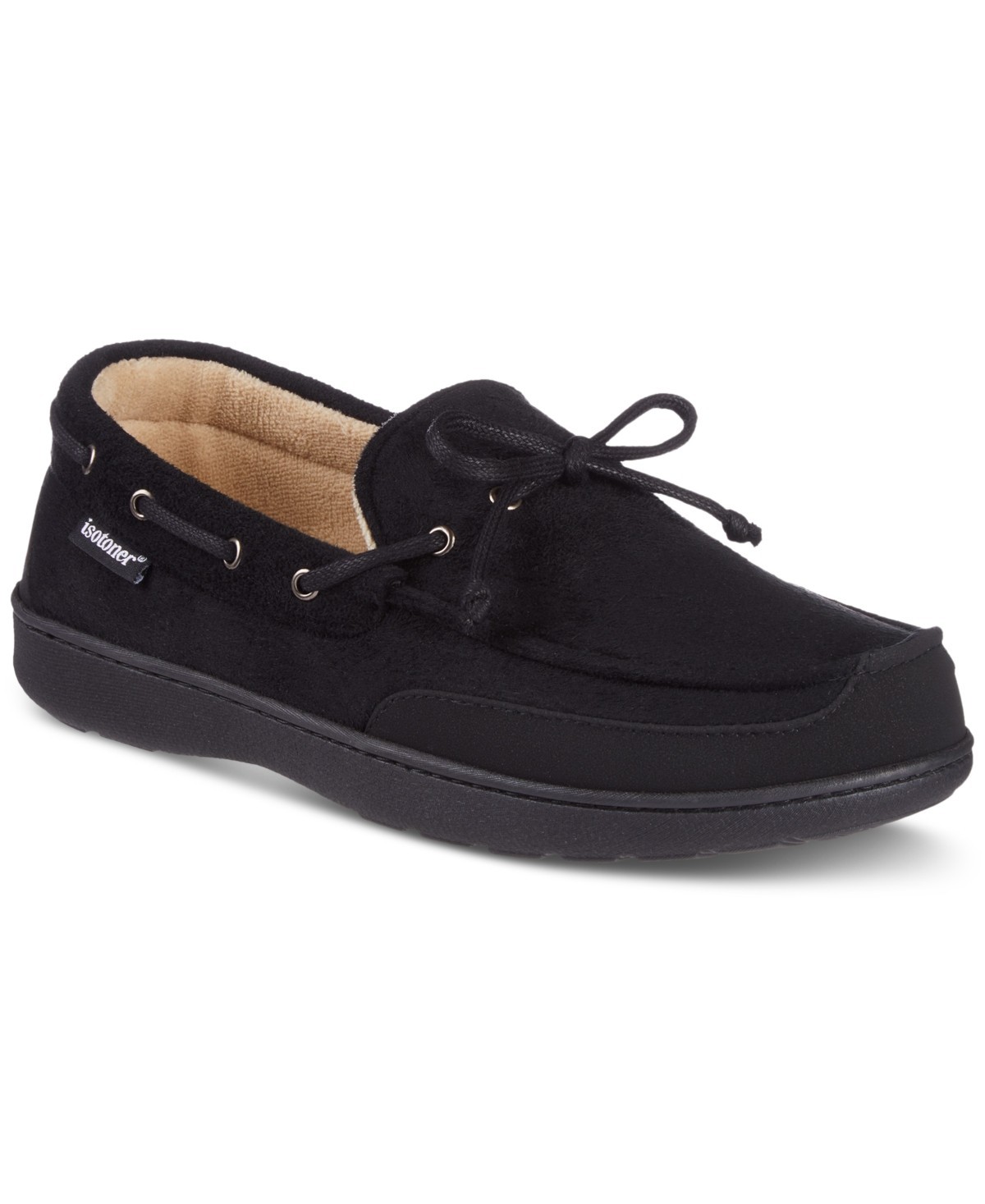 Isotoner Mens Water Repellent Microsuede Carter Boater Moccasin Slipper 13-14