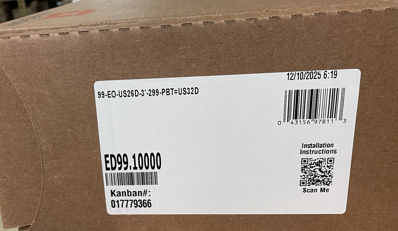 VON DUPRIN 99 EO RIM EXIT DEVICE 99-EO-US26D-3'-299-PBT=US32D