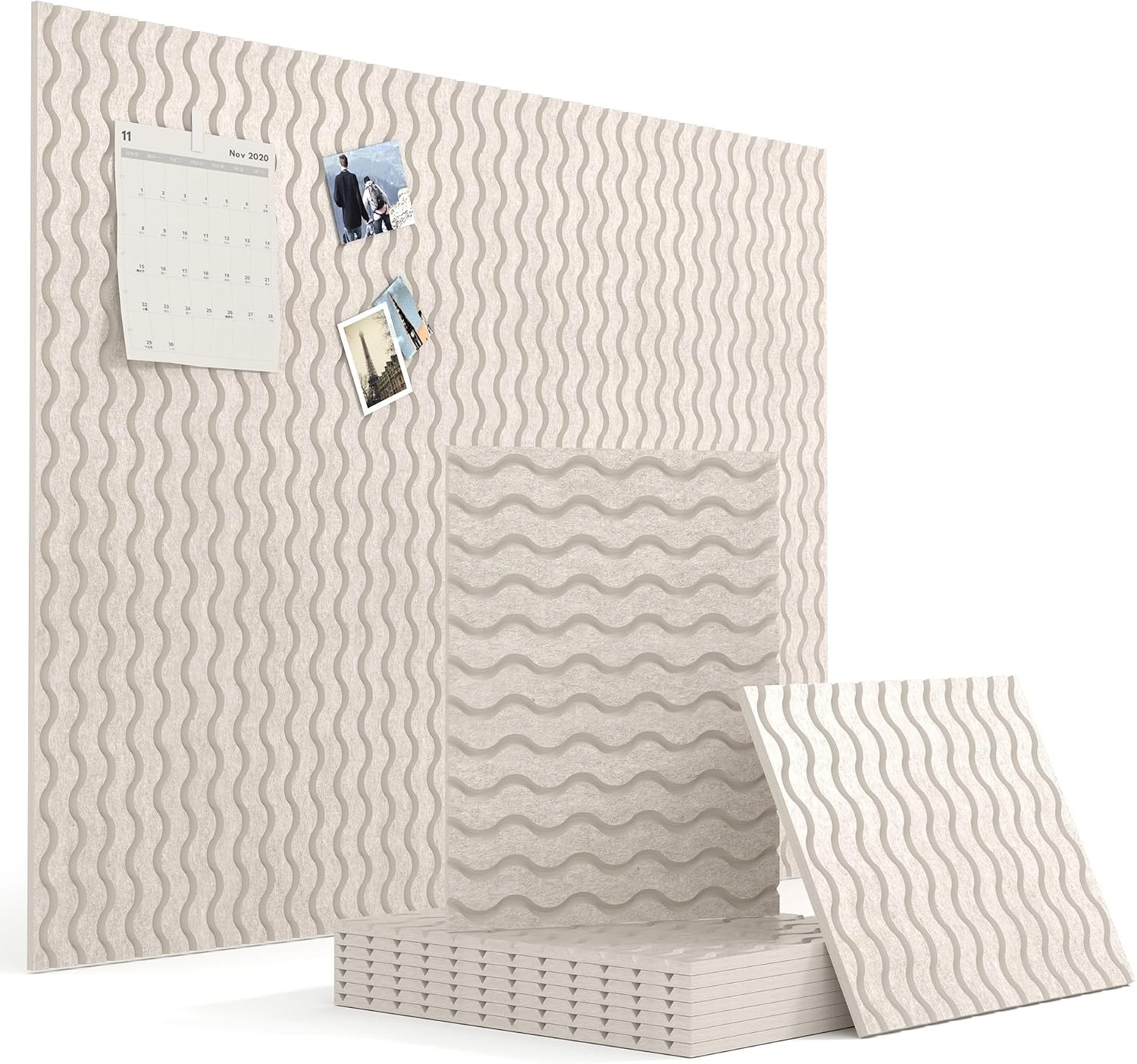 Large Bulletin Board 47.1" x 35.4" – Wave Pattern Felt Cork Board Alternative, 9
