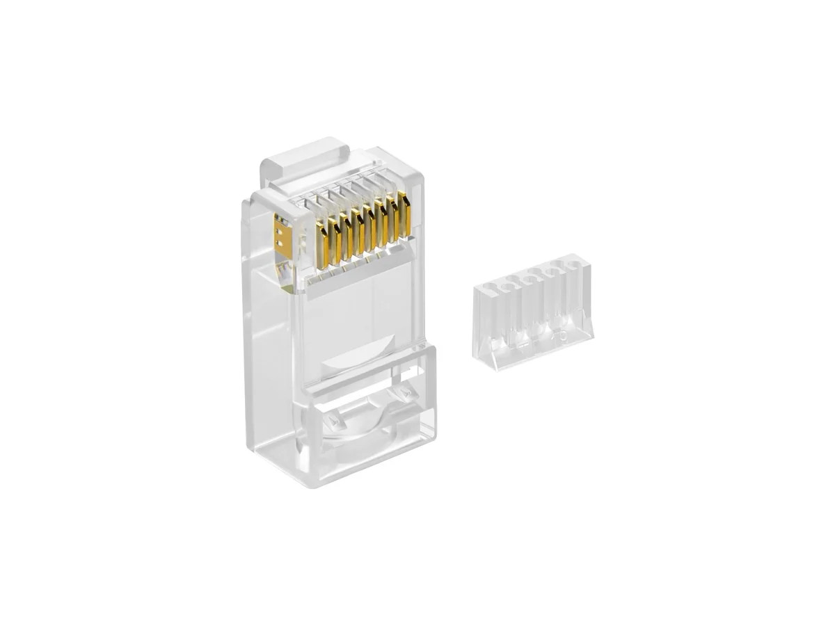 Monoprice 8P8C RJ45 Plug W/ Inserts for Solid Cat6 Ethernet Cable, 100 pcs/pack