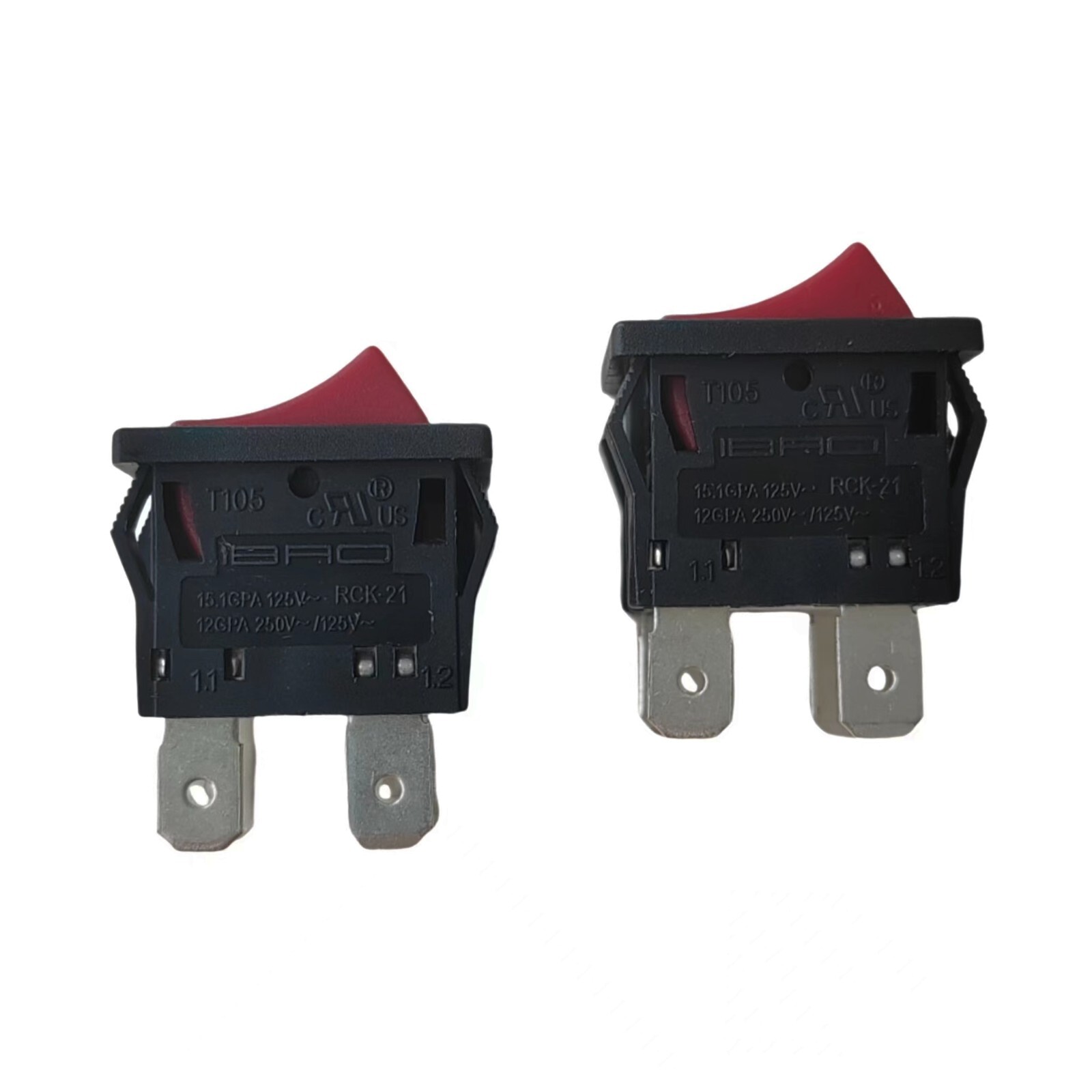 2x For IBAO RCK-21 T125 T105 Switch 4Pin ON-OFF 2 Positions Red Button Maintaine