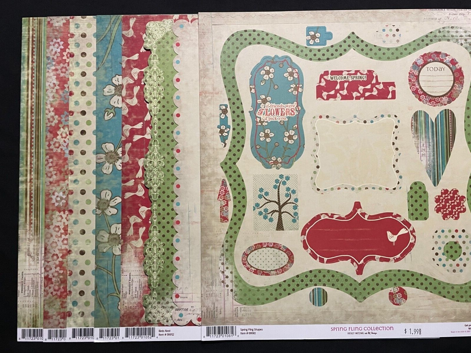 PINK PAISLEE "SPRING FLING" 12X12 SS HEAVY PAPER, DIE CUTS AND SHAPES