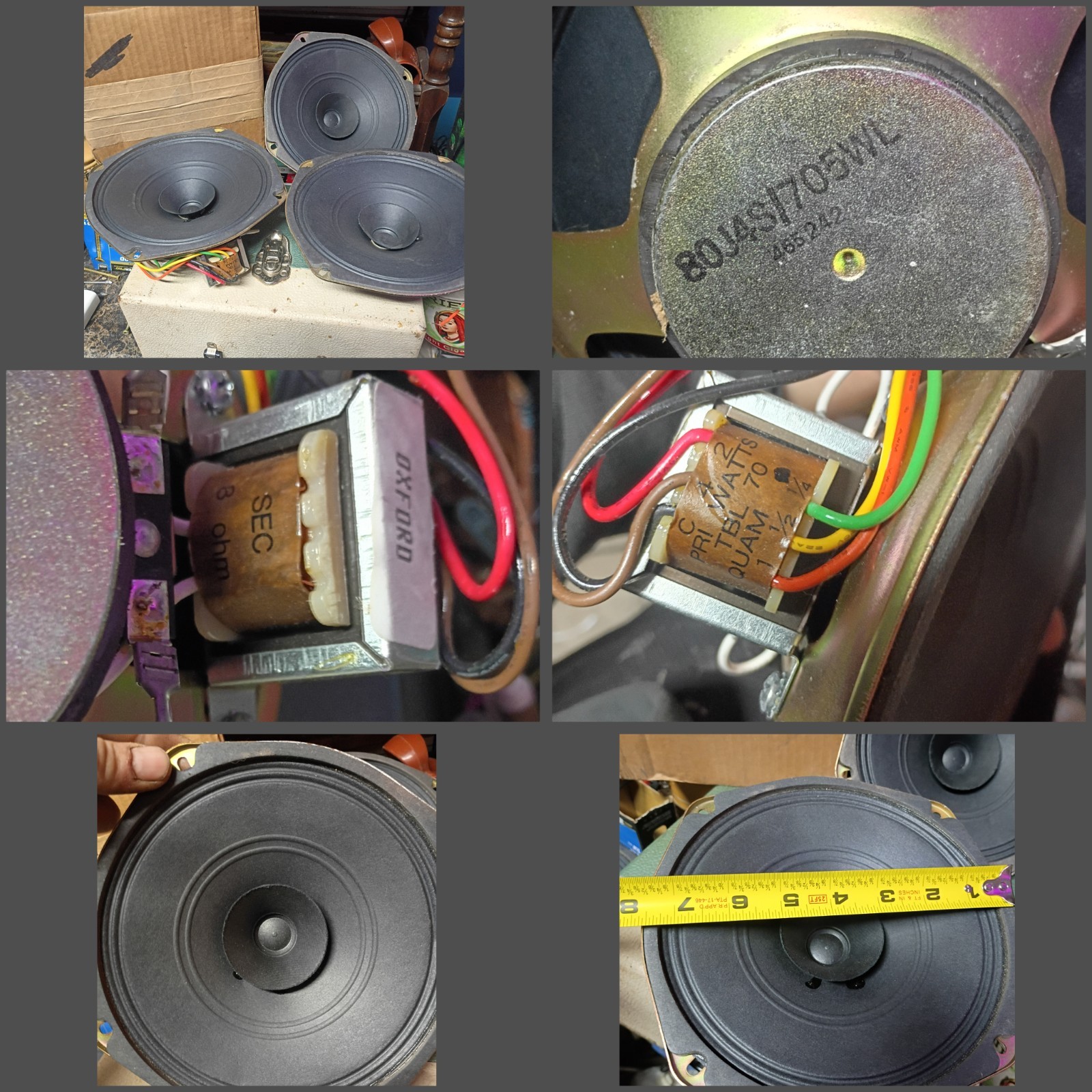 Lot of 4 Quam 80J4S 8" Full Range Speakers - NOS - with Oxford/Quam 70V/25V...