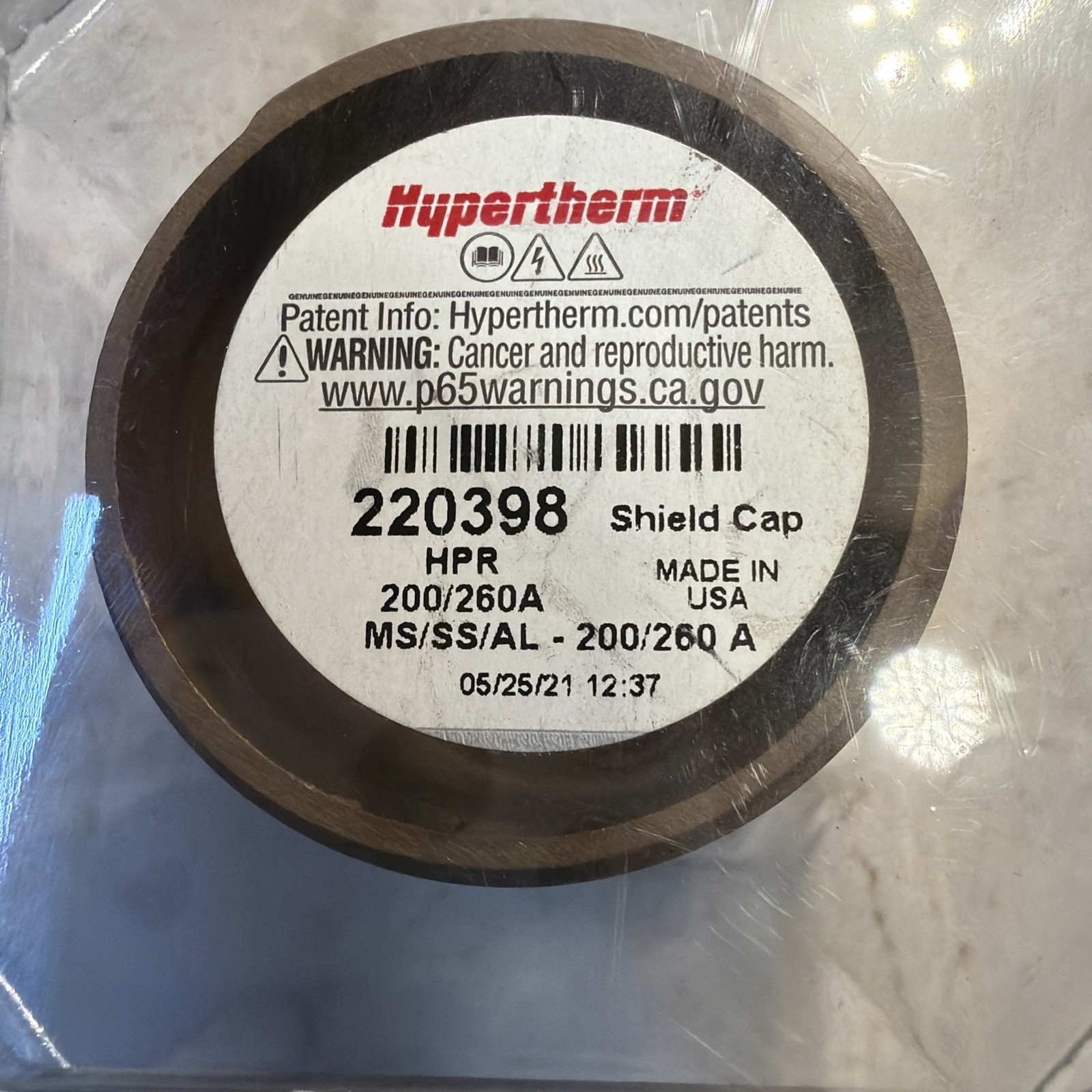 HYPERTHERMIA 220398 Retaining Shield Cap HPR 200/260A MS/SS/AL NICE