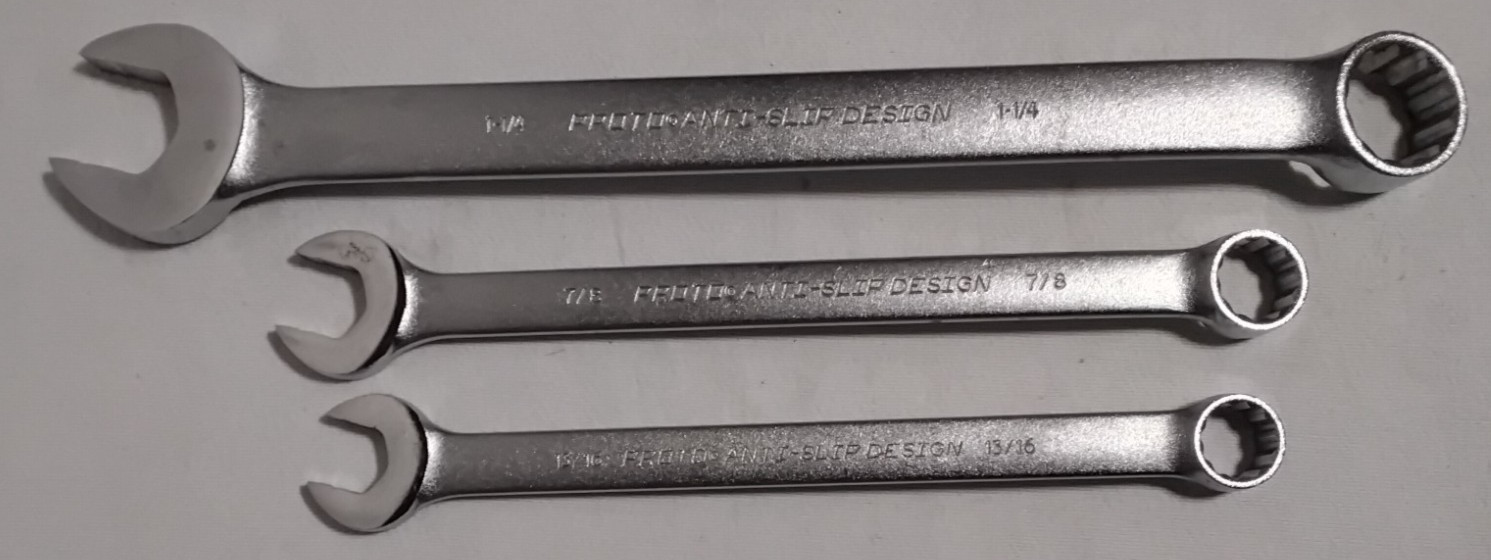 (3) PROTO Anti Slip ASD Combination Wrench Set LOT USA 1-1/4" 7/8" 13/16" USA