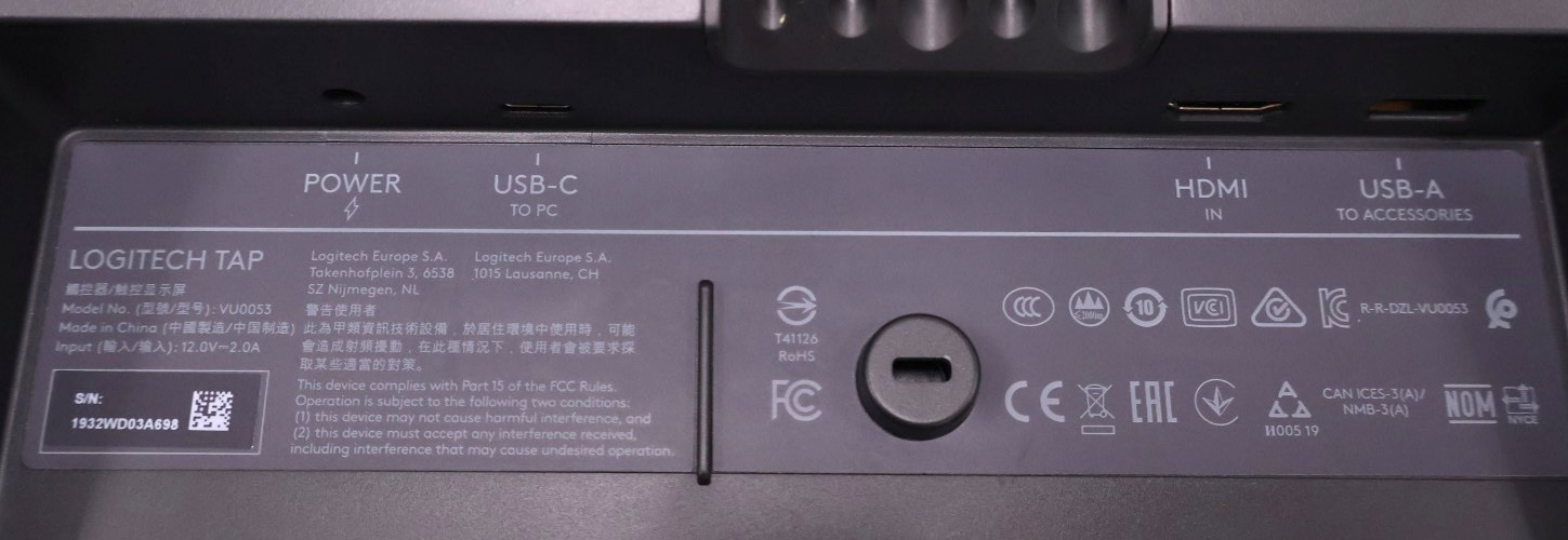 Logitech Tap VU0053 Video Conferencing Device Touchscreen Controller Panel