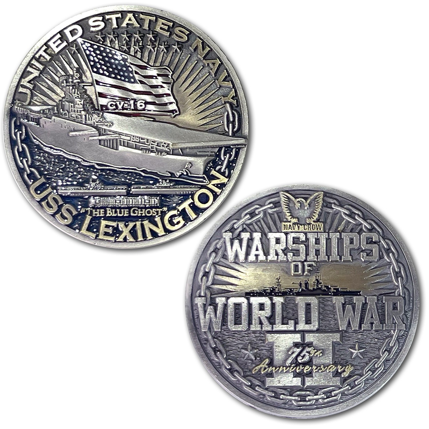 USS Lexington CV-16 Aircraft Carrier Warships of World War 2 Collectible Coin