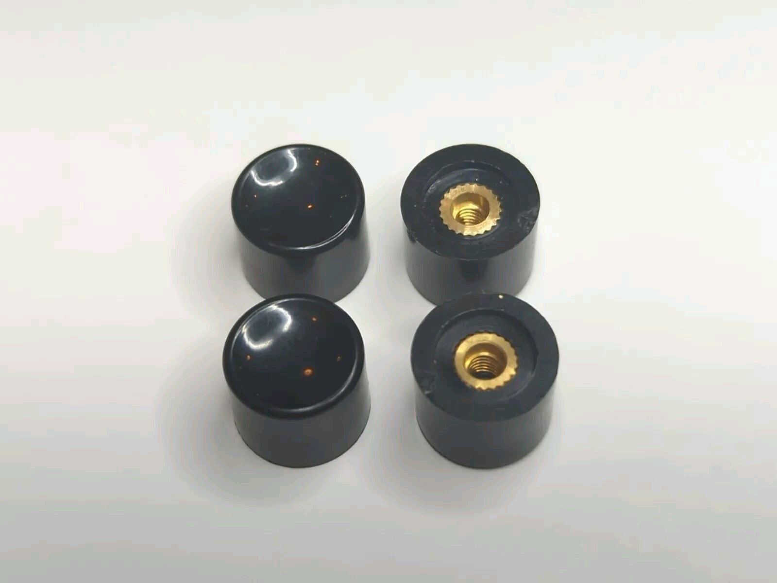 Lot of 4 C&K Pushbutton Round Black Cap 801802000