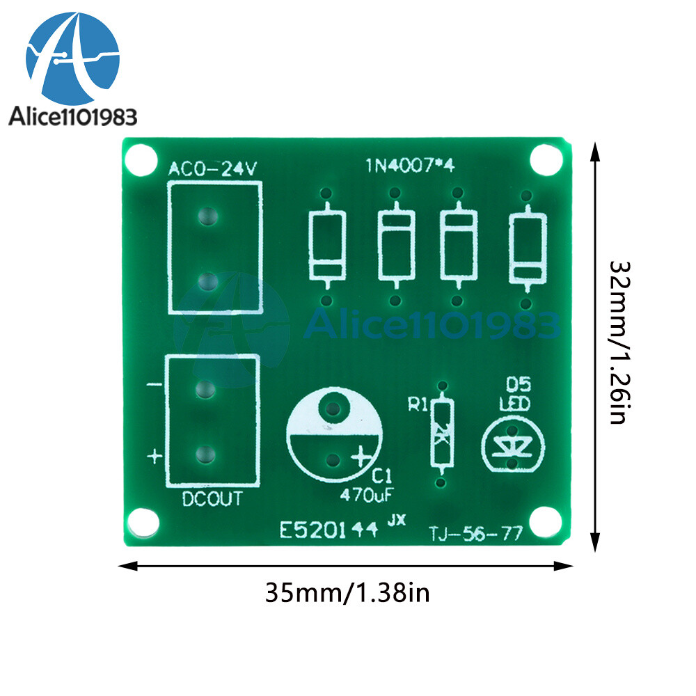 5x IN4007 Full Wave Bridge Rectifier Rectifier Circuit Board AC DC Converter DIY
