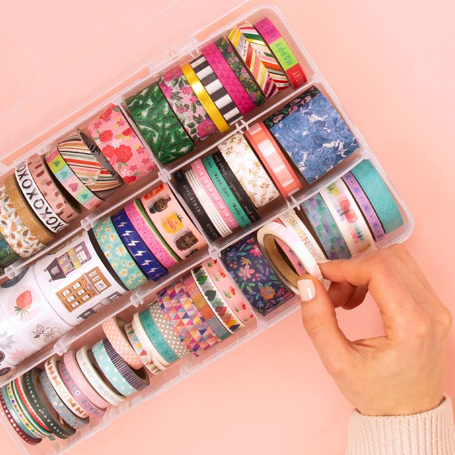 Craftelier - Washi Tapes Organiser Box | Transparent with Adjustable Compartm...