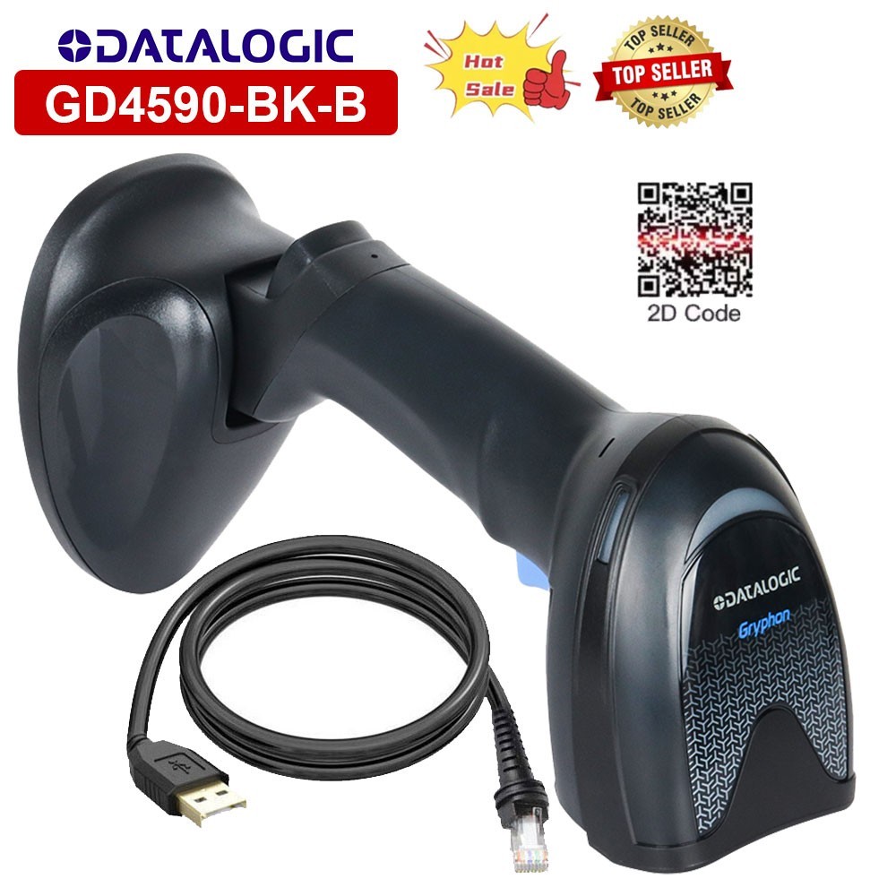 Datalogic 1D 2D Gryphon GD4590-BK-B Handheld USB Barcode Scanner Reader W/ Base