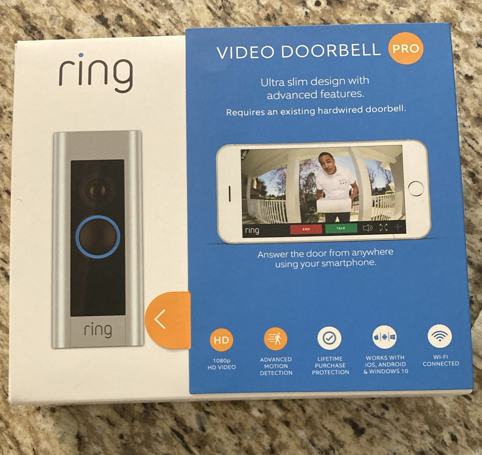 Ring Video Doorbell Pro Wired Wi‑Fi 1080p HD 160° Silver w/ Faceplate