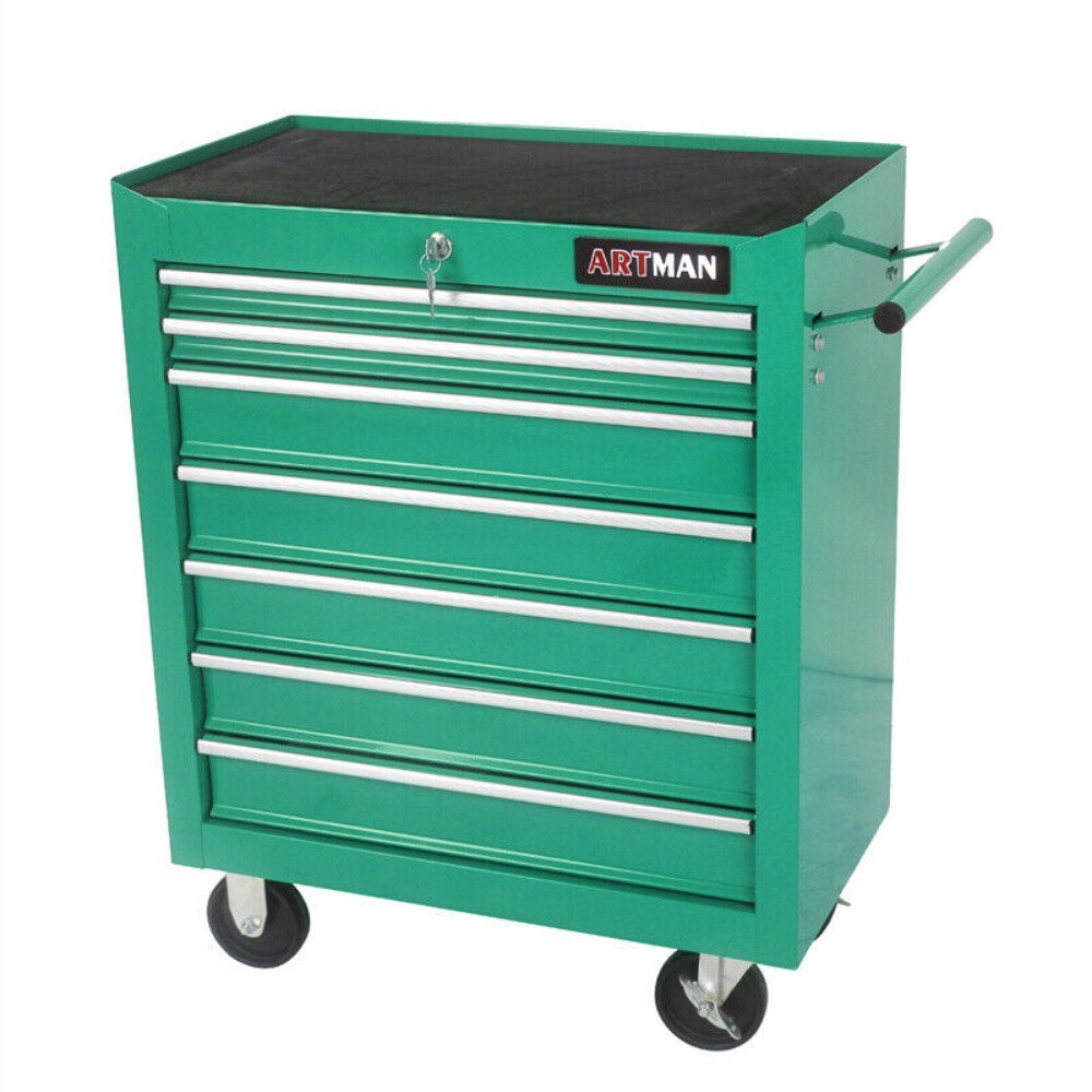 7 Drawers Rolling Tool Box Cart Tool Storage Cabinet Steel Lockable Tool Chest