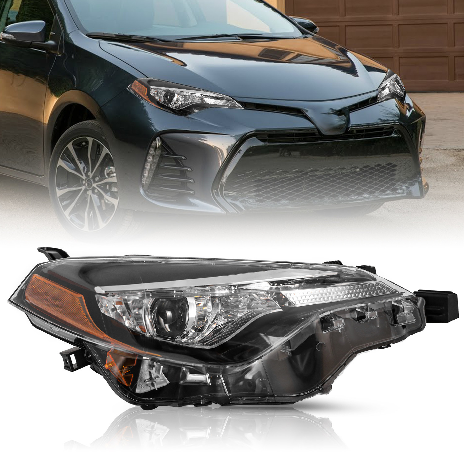 Fits 2017 2018 2019 Toyota Corolla L LE LE Eco Headlight Right Passenger Lamp RH