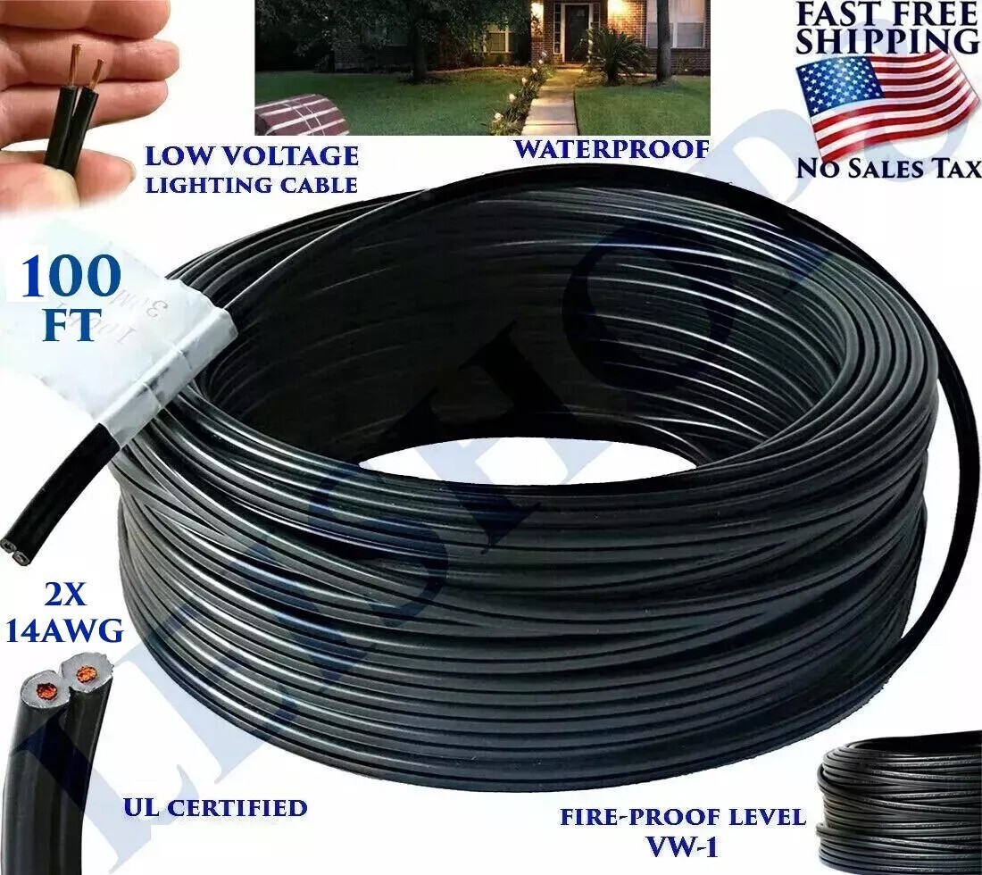100FT LOW VOLTAGE 14/2 CABLE LANDSCAPE BURIAL COPPER WIRE OUTSIDE LIGHTI 2 CORE