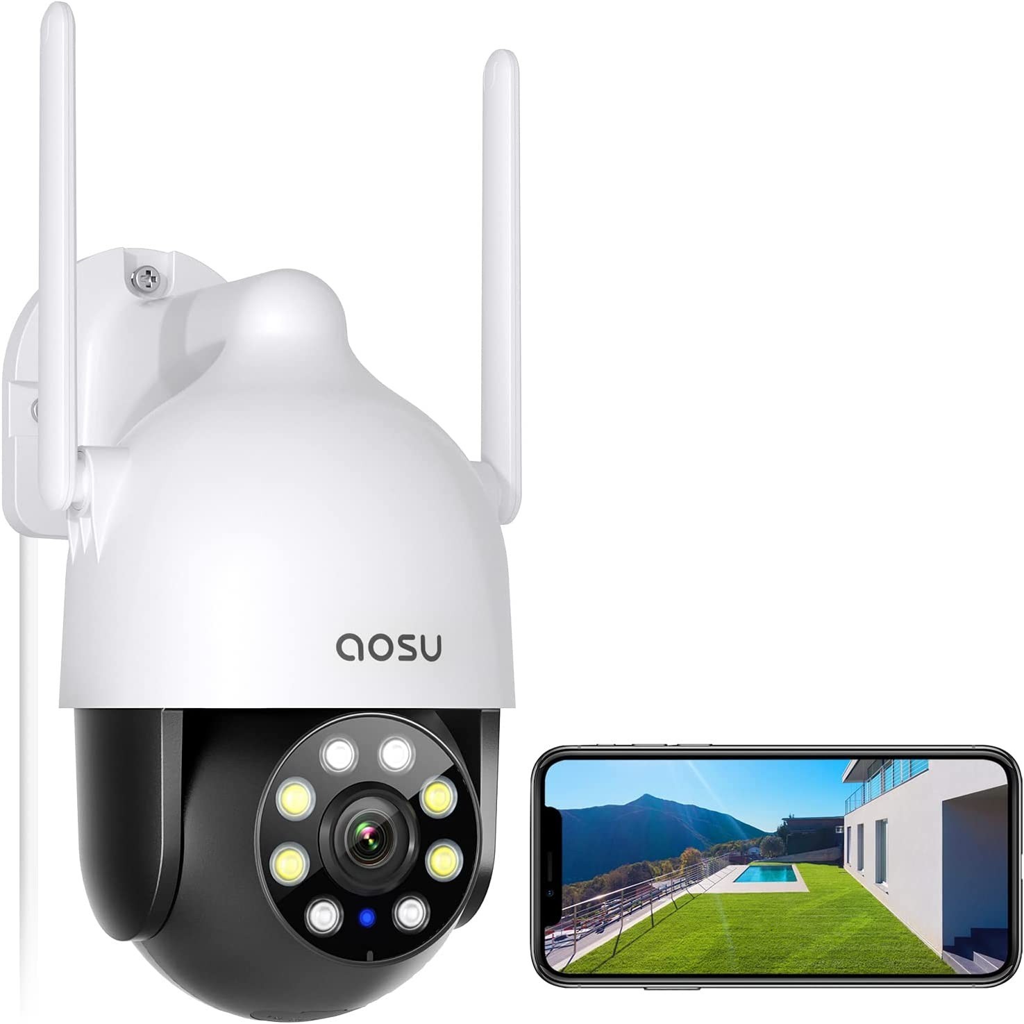 AOSU Security Camera Outdoor Home Surveillance Camera 24h Motion Tracking