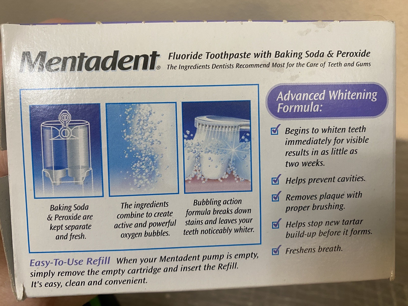Mentadent Advanced Whitening Fluoride Toothpaste Refreshing Mint 5.25 Ounce