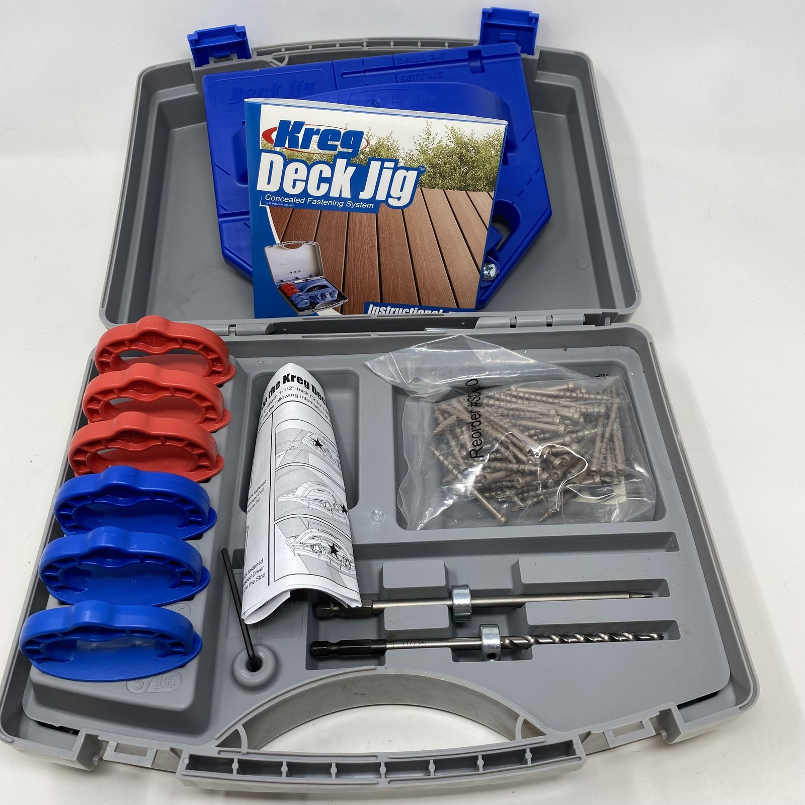 Kreg Deck Jig Concealed Fastening System Kit Blue Plastic Case Decking Tools USA