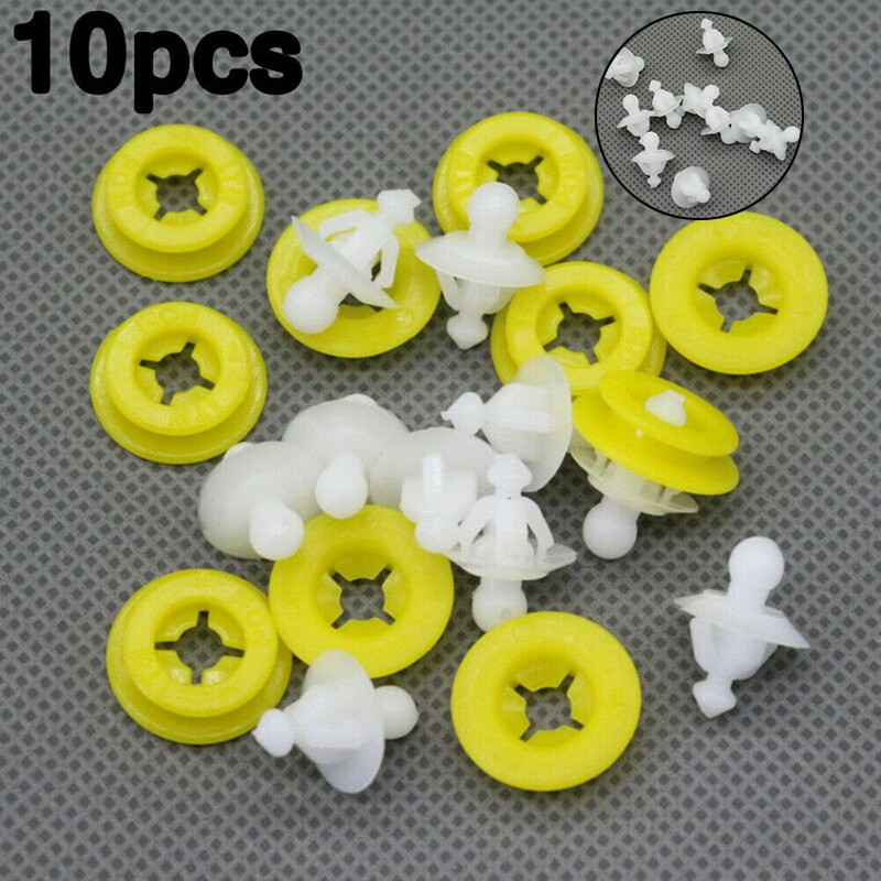 10pcs Fender Liner Retaining Clip 30698669 For Volvo C30 2008-2013 White + Yellow