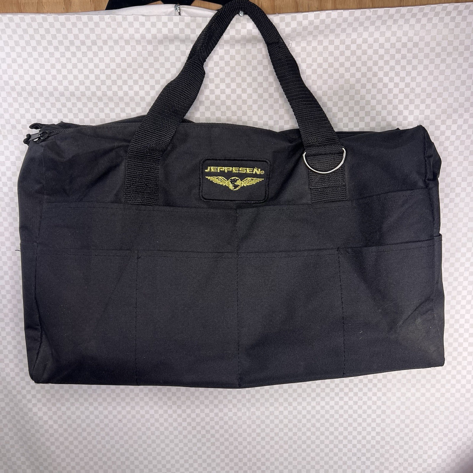 Jeppesen Flight Duffle Overnight Bag Pilot Aviation Black 16x9x5 1/2” Dual Zip