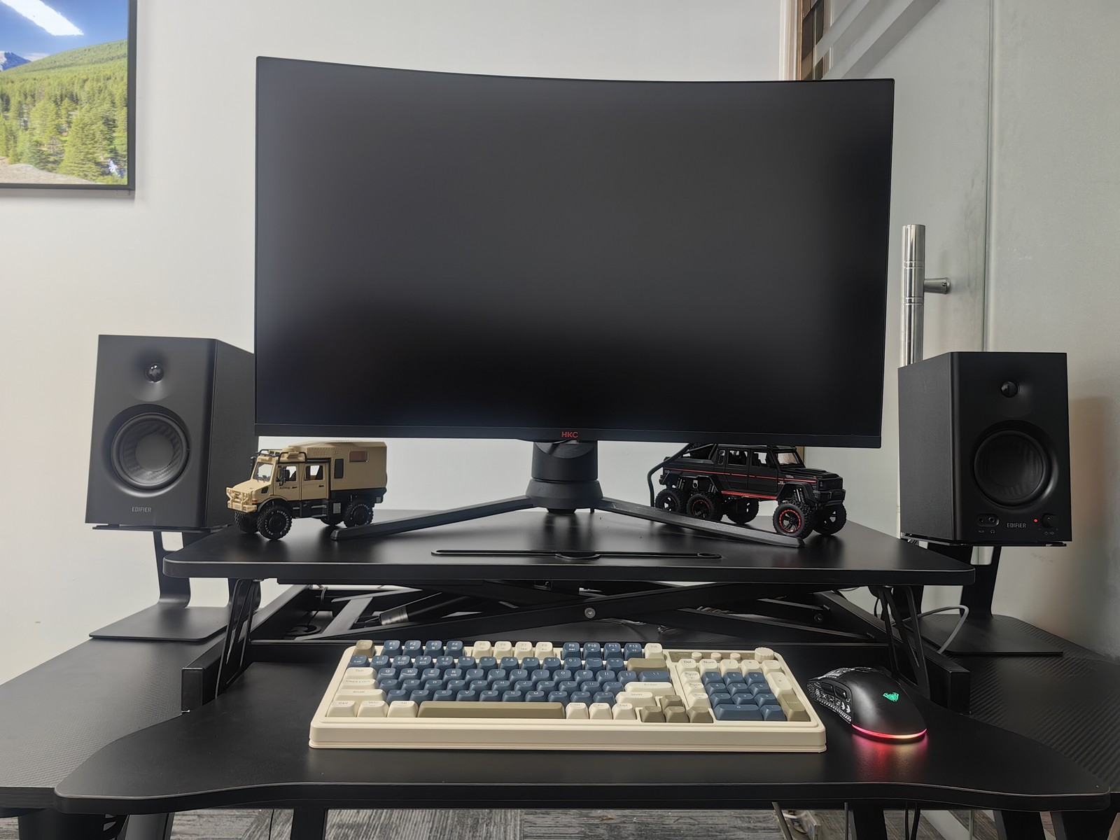 32 Inch Height Adjustable Sit Stand Desk Converter Riser Black