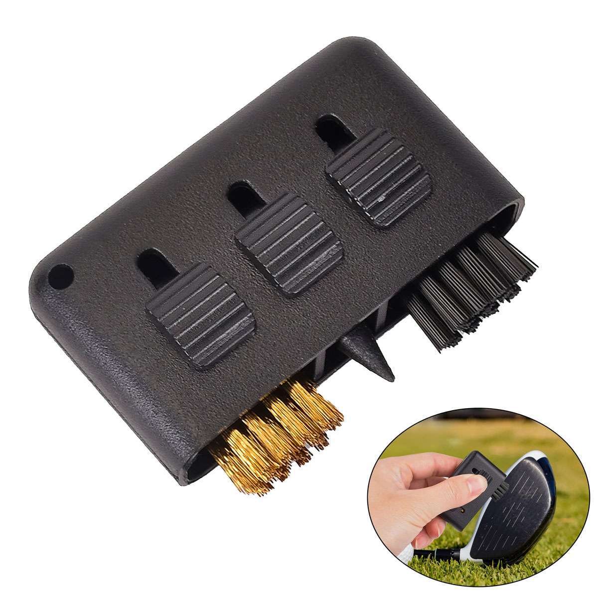 3 in 1 Golf Club Cleaning Brush Club Groove Cleaner Tool Brush Cleaner US