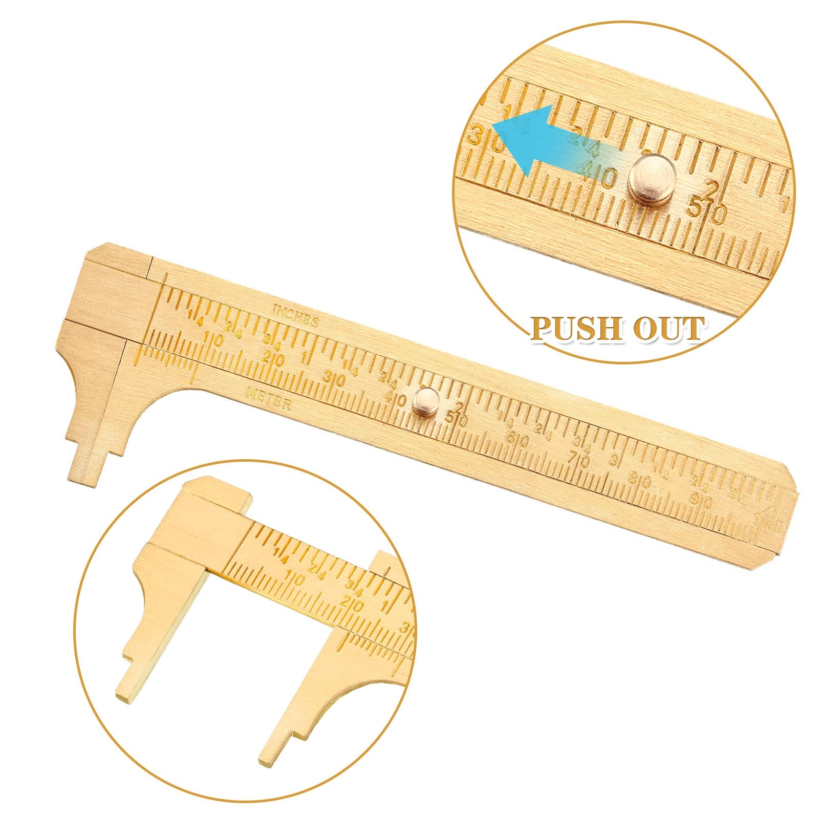 2 Pcs Brass Vernier Caliper Pocket Caliper Handy Caliper Measuring Mini Tool Dou