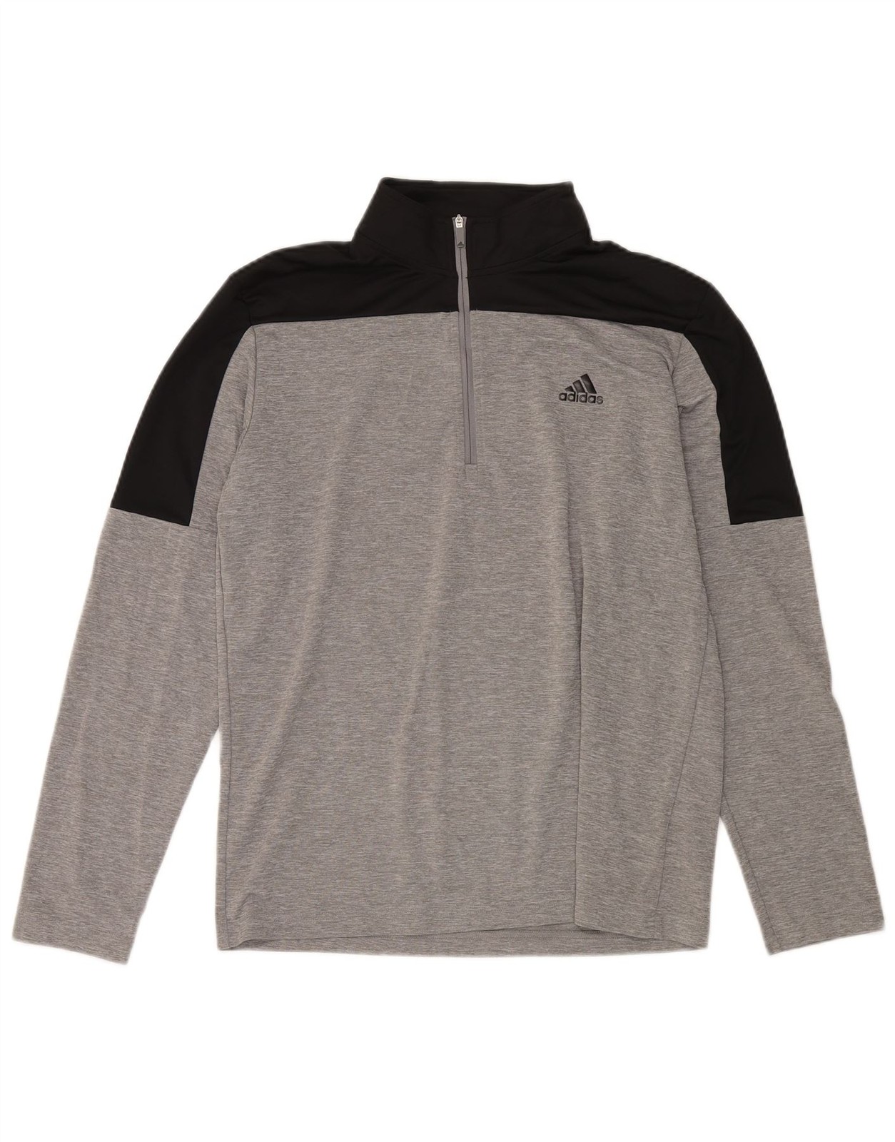 ADIDAS Mens Zip Neck Pullover Tracksuit Top Medium Grey Colourblock WO01