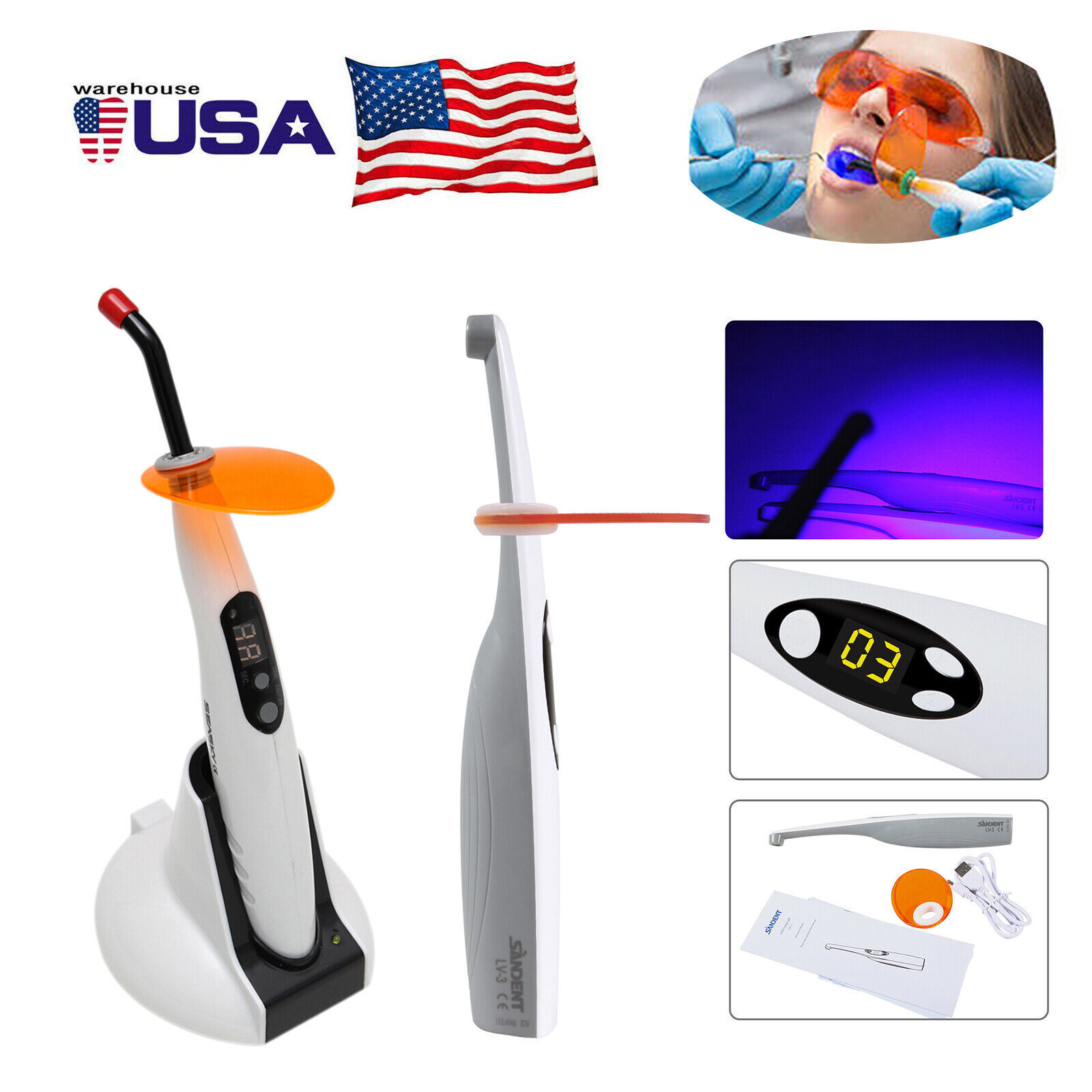 Dental Cordless Led Curing Light (3 Second) Cure Lamp Woodpeckr DTE Style ns