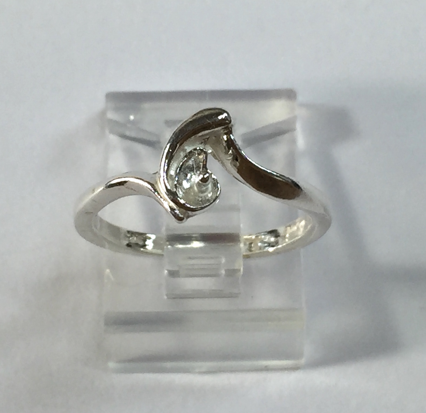 Sterling Silver Ring Setting For (1) 4-8mm Half-Drilled Pearl Size 5, 6, 7 or 8