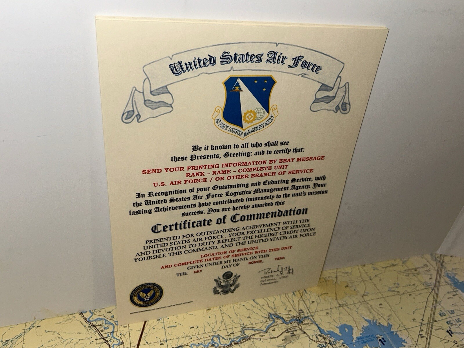 U.S.A.F. / AIR FORCE LOGISTICS MANAGEMENT AGENCY - CERTIFICATE OF COMMENDATION
